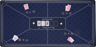 Engelhart Pokerteppich blau 120x60 cm - Polyestergummi - glatte Spielfläche - Pokerwürfel-Zubehör -