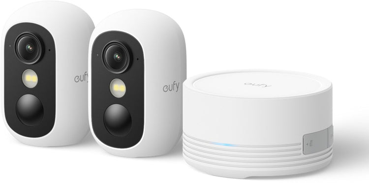 Eufy Sicherheitskamera C35 2-Kamera-Kit – Weiß – kabellose Überwachungskamera – für draußen und drinnen – magnetische Montage – Farb-Nachtsicht – lokale Speicherung – keine monatlichen Gebühren – IP67 – Gesichtserkennung