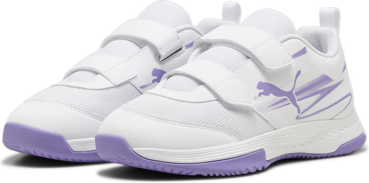 Puma Varion II V Jr Unisex-Sportschuhe – Weiß-Lavendel-Alarm