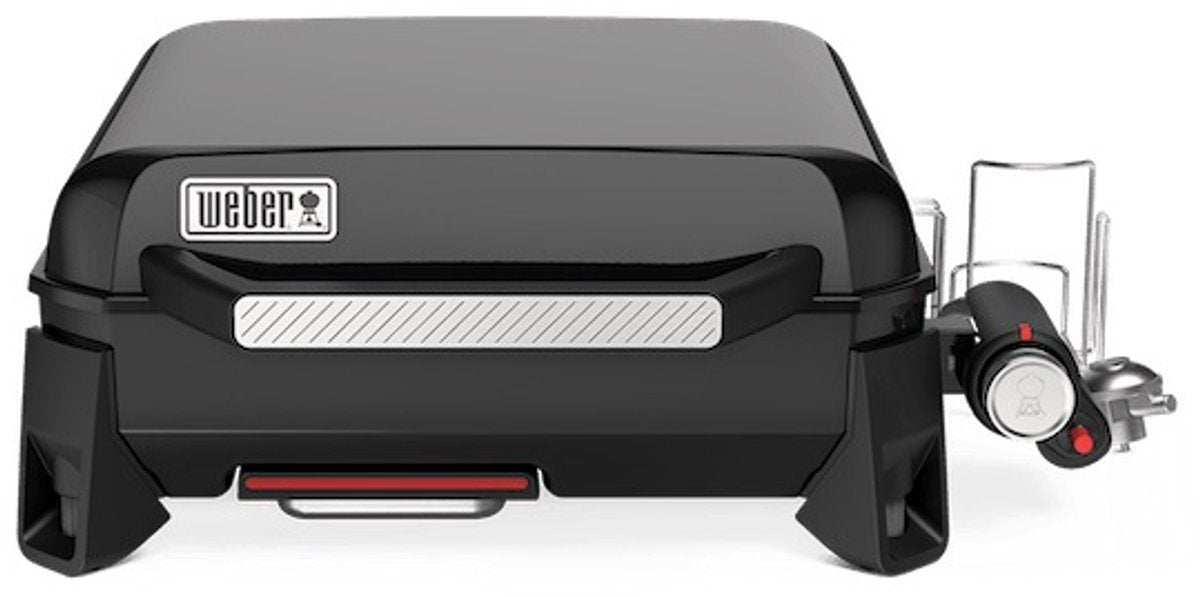 Weber Schiefer-Plancha – 43 cm Backblech – Gasgrill – 1 Brenner – Schwarz – verstellbare Beine – Deckel zum Schutz – erreicht bis zu 260 °C – Porzellan-Emaille-Backblech mit Antihaftbeschichtung
