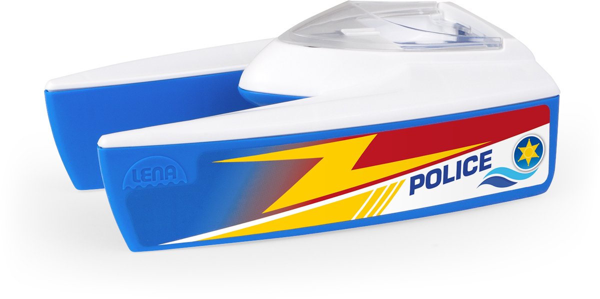 Lena Polizeiboot Badespielzeug aus Kunststoff für Kinder ab 2 Jahren.