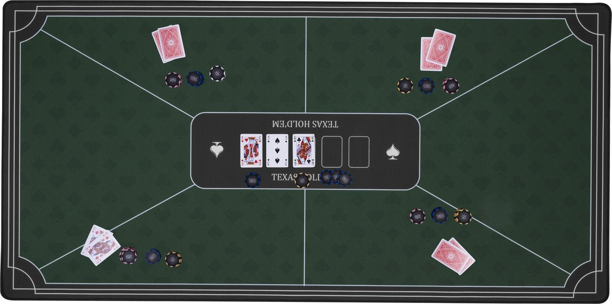 Engelhart Pokerteppich grün 120x60 cm - Polyestergummi - glatte Spielfläche - Pokerwürfel-Zubehör -