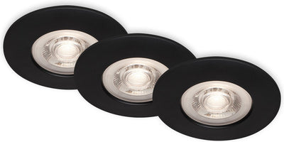 Briloner - LED Einbaustrahler Einbaustrahler Badlampe Memory-Funktion 3er Set dimmbar Schwarz 4,9W IP44 ø9cm