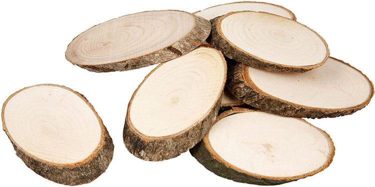 Creativ Company Holzscheibe mit Rinde, Größe 7,5 x 4,5 cm, Stärke 8 mm, 20 Stück 1 Box