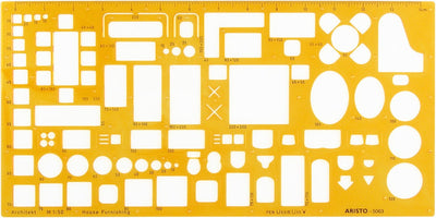 Möbelvorlage von Aristo Architects – Maßstab 1:50 – mit Tintenpunkten – orange transparent – AR-5063