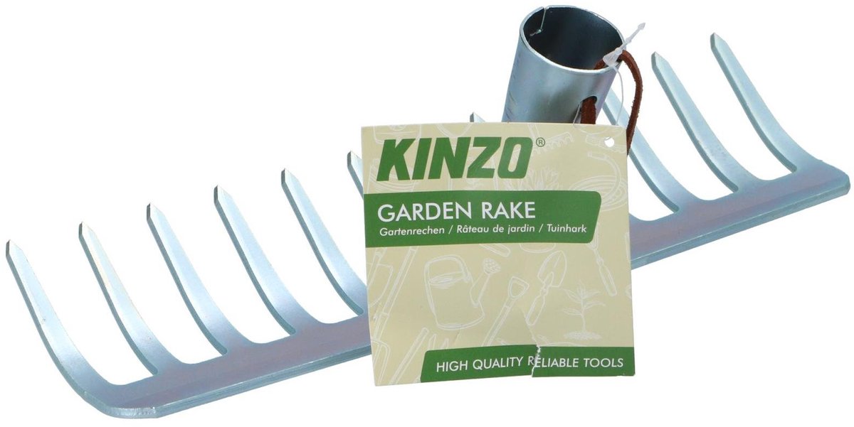 Kinzo Gartenrechen – Metall – ohne Stiel – 29,5 cm – 12 Zähne – Gartenarbeit