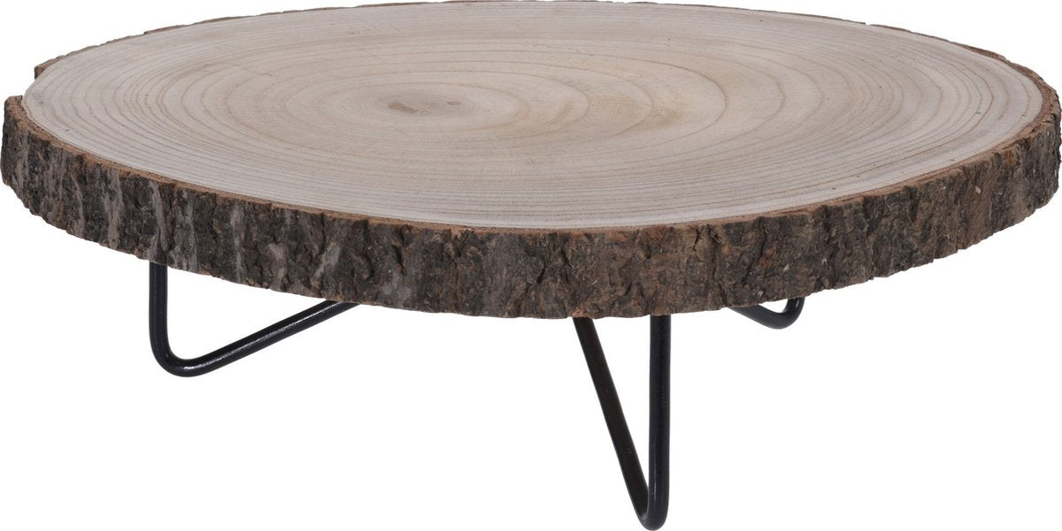 Vilde – Servierbrett auf Beinen – 40 cm – Holz – Metallnieten – dekorativ