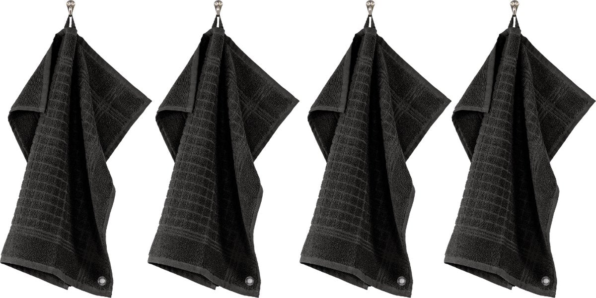 Tiseco Schwammtuch Pharao 50x50 cm - Set 4, schwarz