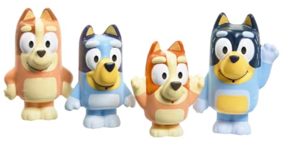 Tomy Bluey Badespielzeug Squirter 4er-Pack mehrfarbig für Kinder.