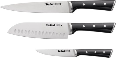 Tefal Ice Force Messerset – 3-teilig – Tranchiermesser 20 cm – Santokumesser 18 cm – Universalmesser 11 cm – Edelstahl