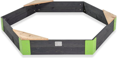 Exit Toys Exit Axent Holzsandkasten Sechseck 160x140cm – Outdoor-Sandkasten – Kindersandkasten – FSC-Holz – Garten