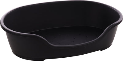Flamingo-Hundekorb – Kunststoffkorb Tuck oval schwarz xxl 102,5 x 67 cm – recycelt, rutschfest – robustes europäisches Design
