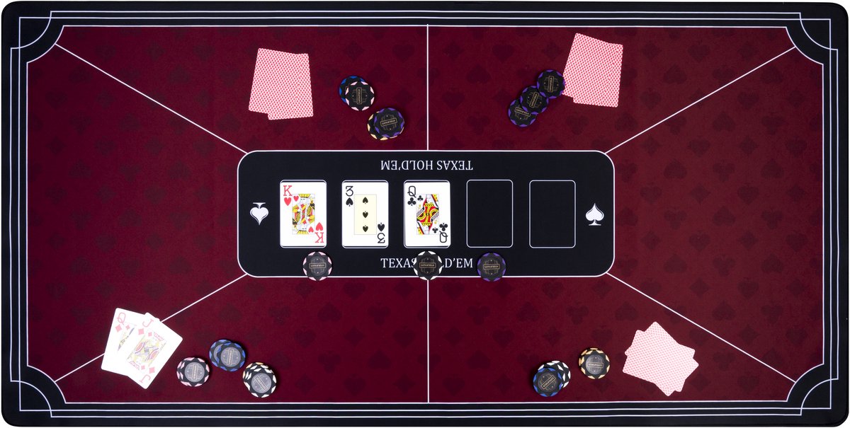 Longfield Pokerteppich rot 120x60 cm - Polyestergummi - glatte Spielfläche - Pokerwürfelzubehör - Engelsherz