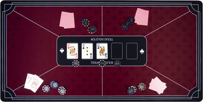 Longfield Pokerteppich rot 120x60 cm - Polyestergummi - glatte Spielfläche - Pokerwürfelzubehör - Engelsherz