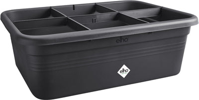 Elho Green Basics Grow Garden L – große Anzuchtbox – Gemüsegartenbox mit Trennwänden – 100 % recycelter Kunststoff – 76,3 x 57,4 x 26,8 cm – Living Black
