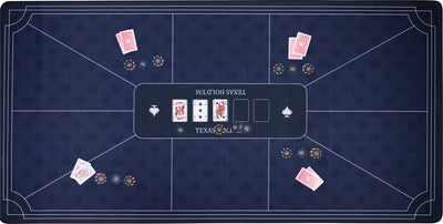 Engelhart Pokerteppich blau 180x90 cm - Polyestergummi - glatte Spielfläche - Pokerwürfel-Zubehör -