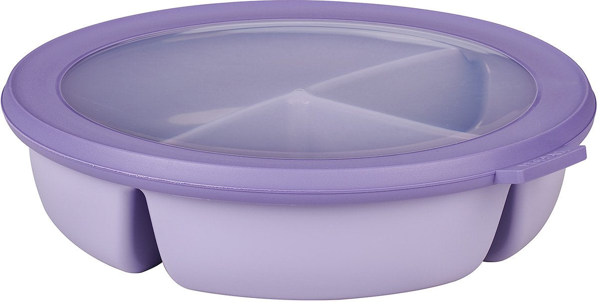 Mepal – Multi-Bowl-Cirqula-Frischhaltebox – Bento-Schüssel mit 3 Fächern – 250 ml. 250 ml 500 ml – rund – leuchtendes Flieder