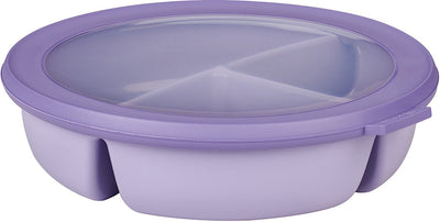 Mepal – Multi-Bowl-Cirqula-Frischhaltebox – Bento-Schüssel mit 3 Fächern – 250 ml. 250 ml 500 ml – rund – leuchtendes Flieder