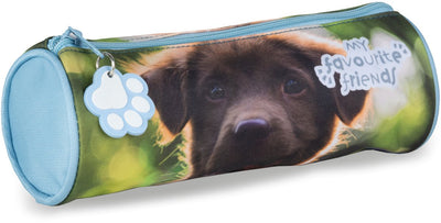 Lannoo Graphics – Federmäppchen „My Favorite Friends“, rund, 23 cm, blauer Hund