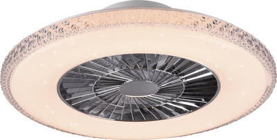 Rl Live Your Light Reality Harstad – Ventilator – Chrom – inkl. 1x SMD 38 W - Fernbedienung - integrierter Dimmer - stufenlos einstellbare Lichtfarbe - nicht für externen Dimmer geeignet - Sleep-Timer - Memory-Funktion - 3 Geschwindigkeitsstufen - Sommer