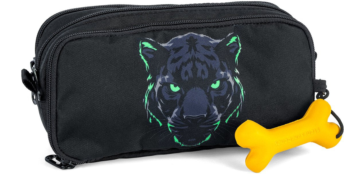 Stones and Bones Rowan 2.0 - Federmäppchen - Federmäppchen für Kinder - 3 Fächer - Black Panther - Schwarz