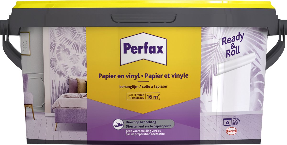Perfax Fertigrollen-Tapetenklebepapier Vinyl 2,25 kg | schnell und einfach tapezieren | für Papier und Vinyl