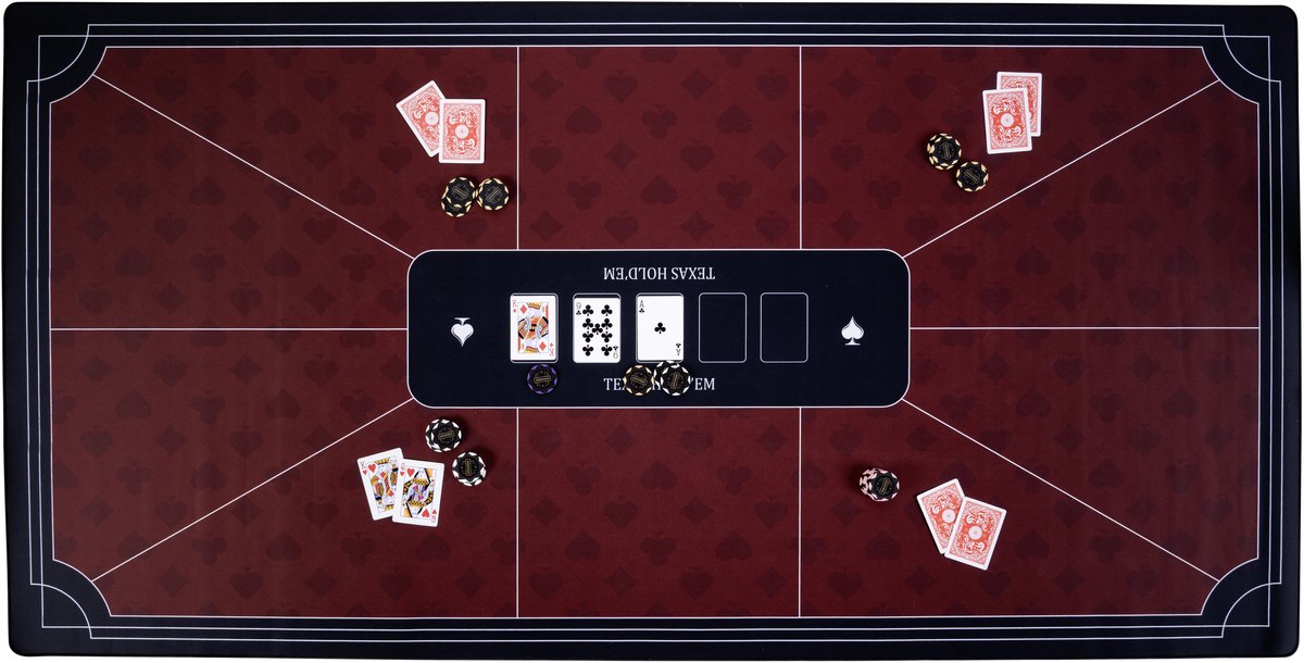 Engelhart Pokerteppich rot 180x90 cm - Polyestergummi - glatte Spielfläche - Pokerwürfel-Zubehör -