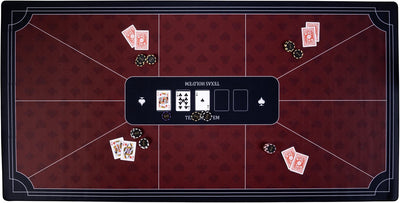 Engelhart Pokerteppich rot 180x90 cm - Polyestergummi - glatte Spielfläche - Pokerwürfel-Zubehör -