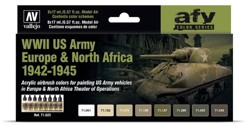 Vallejo Hobby Paint Acrylfarbe – 71625 Wwii US Army Europe – Nordafrika 1942–1945 – Acryl-Set, Farbset – 8 x 17 ml