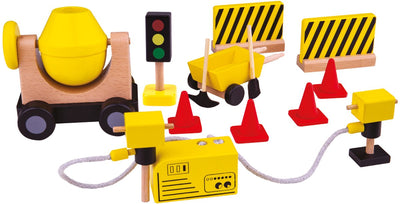 Tidlo Wooden Dollhouse Construction Workers Baumaterial, 13dlg.