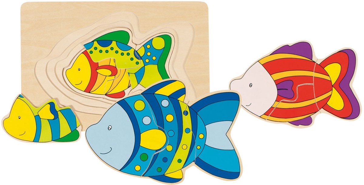 Goki Houten 3-Layer-Puzzle-Fisch