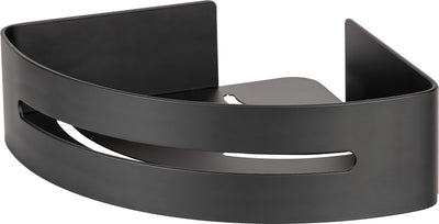 Wenko Turbo-Loc Eckduschregal Bivio mattschwarzes Aluminium 30x23cm - Badewannenregal - Duschkorb - Montage ohne Bohren - selbstklebend