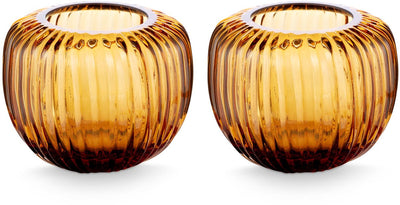Vtwonen – 2er-Set – Kerzenständer – braun – Glas – 11 x 9 cm