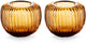 Vtwonen – 2er-Set – Kerzenständer – braun – Glas – 11 x 9 cm