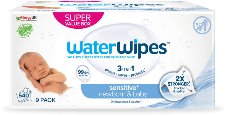 Waterwipes Babyfeuchttücher Bio – 9 x 60 Stück – 540 Tücher