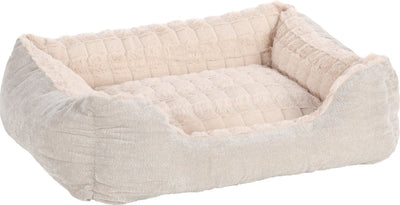 Hundekorb Flamingo - Hundekissen - Hundebett - Verona rechteckig - Beige - 65x50x20 cm - Plüschkorb mit abnehmbarem Bezug und rutschfestem Boden - waschbar bei 30°C