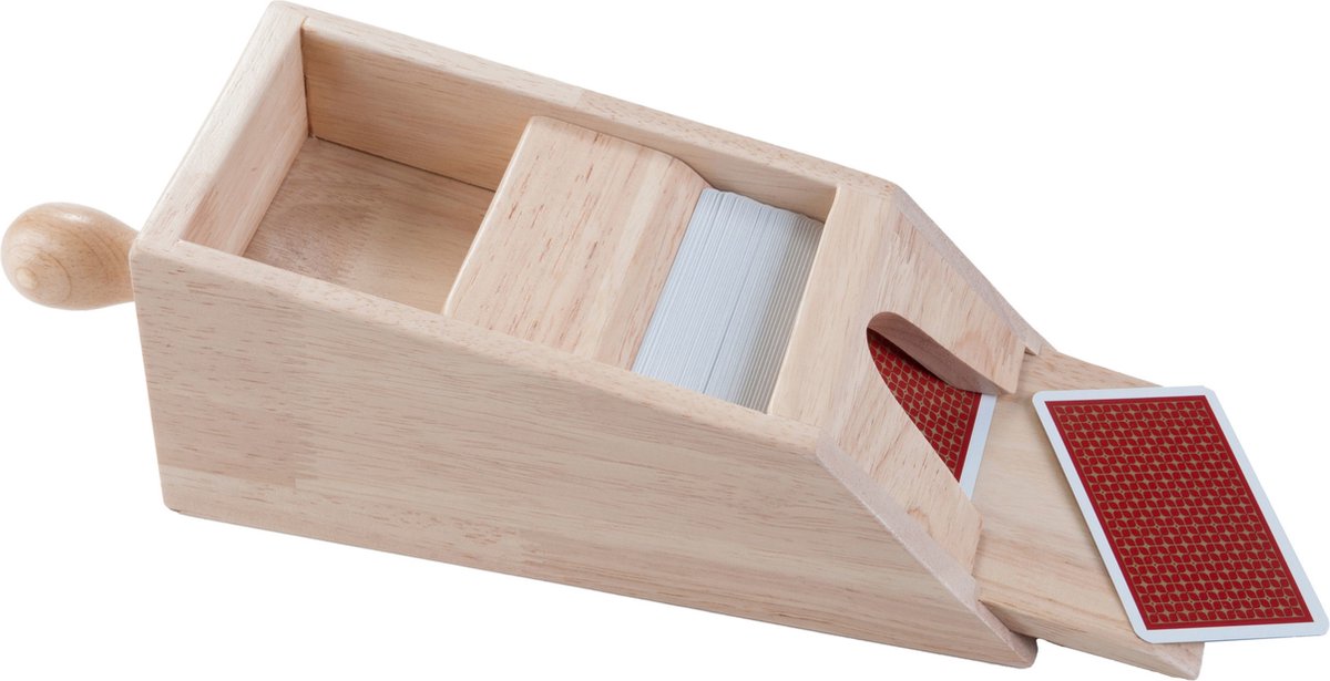 Longfield Black Jack Slipper – Holz – mit Griff – geeignet für 4 Kartendecks – 28 x 11,5 x 9,5 cm – Engelsherz
