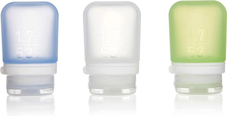 Human Gear – gotoob+ 3er-Pack klein – – wiederverwendbar – Reiseflasche – auslaufsicher – leicht – 53 ml – klares Grünblau