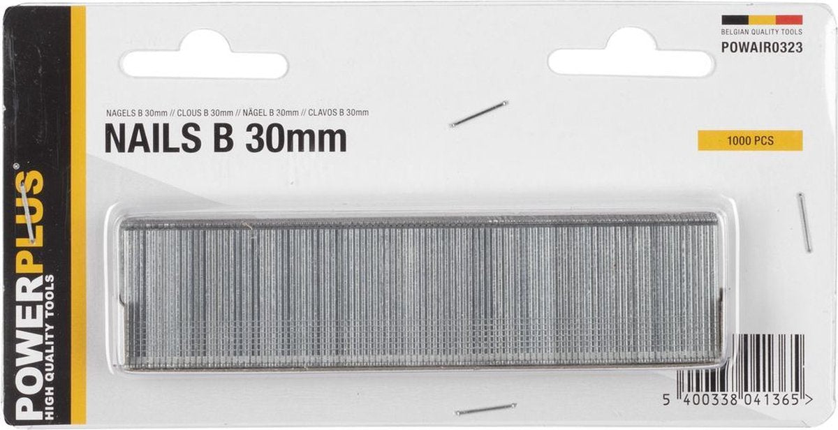 Powerplus powair0323 Nägel – für Tackernagler – Typ B – 30 mm – 1000 Stück
