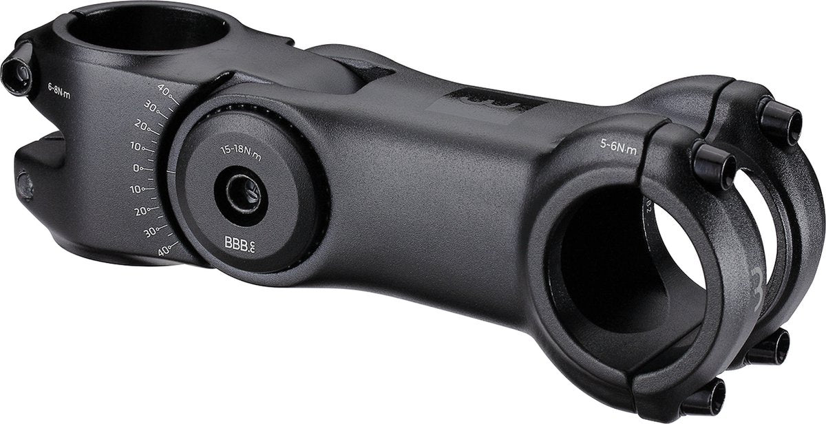 BBB Fahrradvorbau verstellbar – verstellbarer Vorbau für Rennrad, E-Bike MTB – 31,8 mm Lenker – -40° +40° Winkel – Highsix – Schwarz – 130 mm – BHS-29