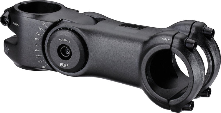 BBB Fahrradvorbau verstellbar – verstellbarer Vorbau für Rennrad, E-Bike MTB – 31,8 mm Lenker – -40° +40° Winkel – Highsix – Schwarz – 130 mm – BHS-29
