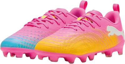 Puma Future 9 Play FG AG Jr Unisex-Sportschuhe – Poison Pink-Sun Stream-Bright Aqua-White