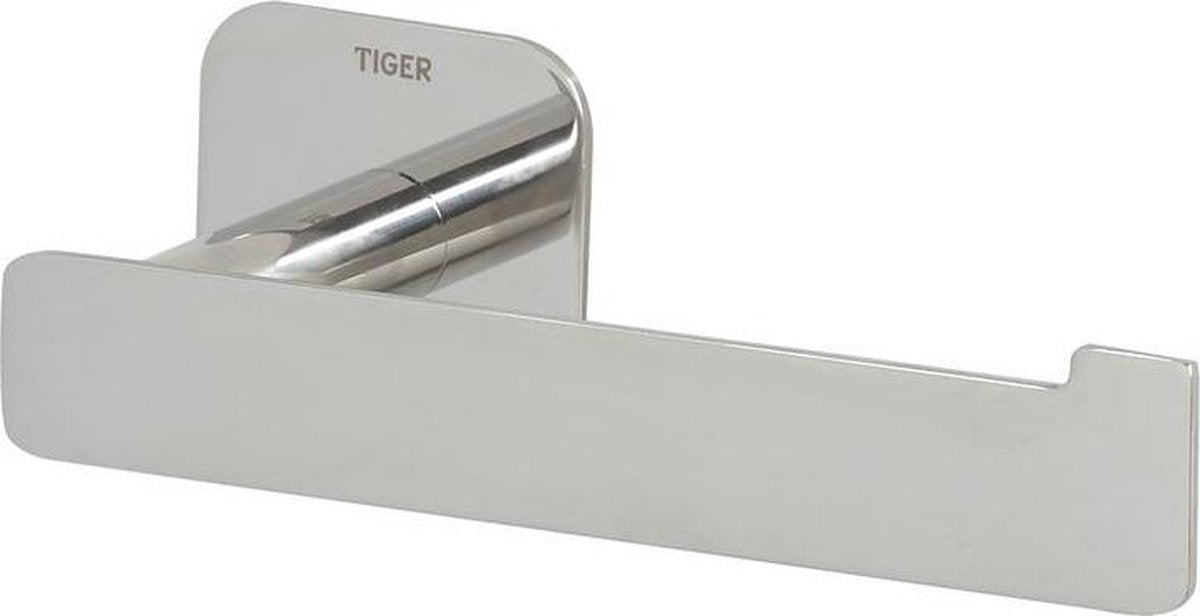 Tiger Colar - Toilettenpapierhalter ohne Klappe - ohne Bohren - Toilettenpapierhalter selbstklebend - Edelstahl poliert