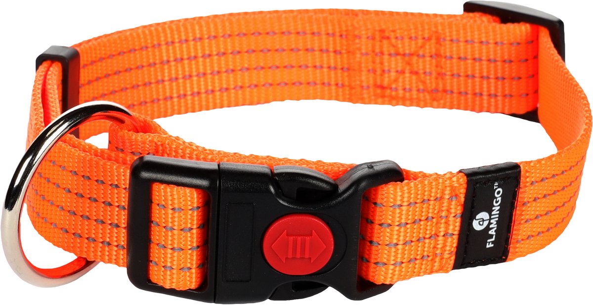 Flamingo len - Halsband Hunde - Halsband len orange L 45-65cm 25mm - 1St - 125002 - 1Stk
