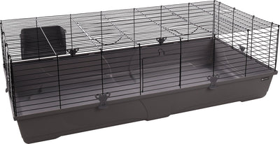 Petsfirst Mobi Käfig – Meerschweinchen – Zwergkaninchen – Grau Schwarz – 137,5 cm L – 68,5 cm B – 43 cm H