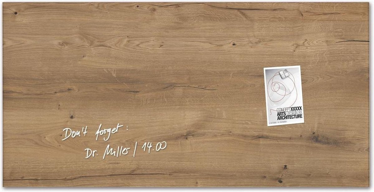 Sigel Glas-Magnettafel – Artverum – 91 x 46 cm – Naturholz – si-gl258