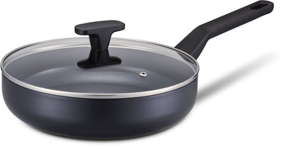 Brabantia Onyx R NS Bratpfanne ø 26 cm – Glasdeckel – 100 % PFAS-frei – induktionsgeeignet – 100 % recyceltes, leichtes Aluminium – hitzebeständiger ergonomischer Griff – Keramikbeschichtung – Antihaftbeschichtung