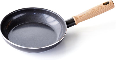 Greenchef Vintage-Bratpfanne 20 cm – PFA-freie Antihaftbeschichtung – Induktions-Wok-Pfanne – Keramikpfanne – ofenfest bis 160 °C – Holzgriff – Kühlgriff – Schwarz