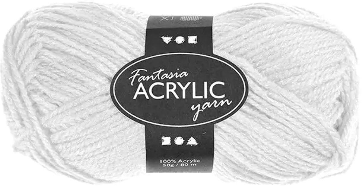 Acrylgarn, weiß, 50gr, 80 m