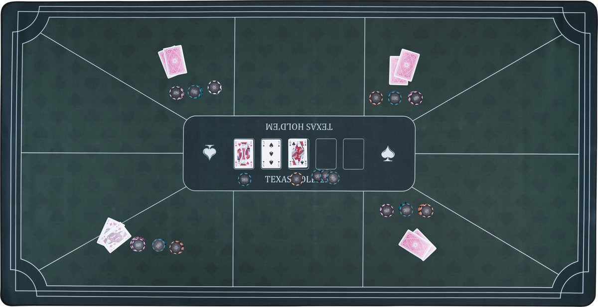 Longfield Pokerteppich grün 180x90 cm - Polyestergummi - glatte Spielfläche - Pokerwürfelzubehör - Engelsherz